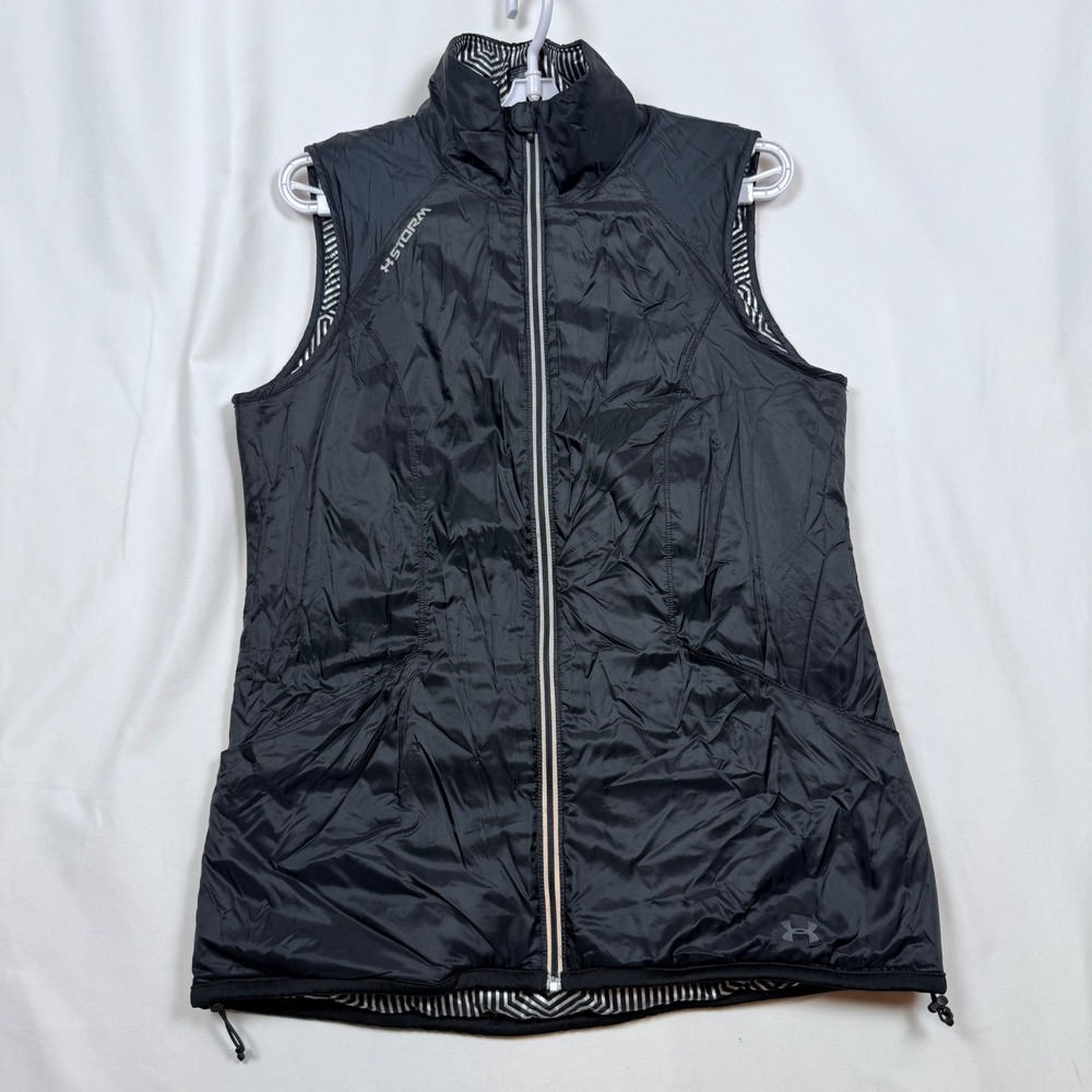 Under Armour Storm Vest Womens Small Black Full Zip Sleeveless Puffer Athletic